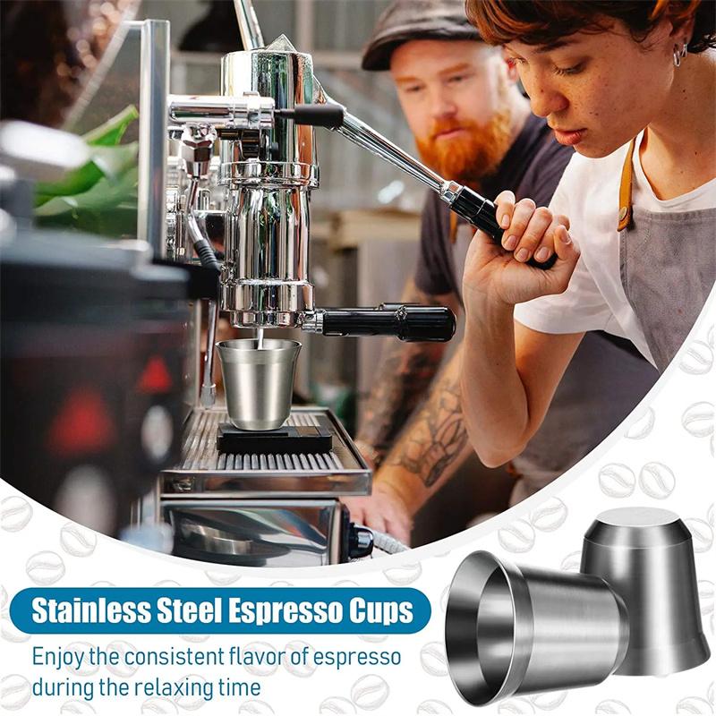 80ML Espresso Mugs Stainless Steel Coffee Milk Water Drink Breakfast Cups 304 Insulated Double Wall Dishwasher Safe Texture