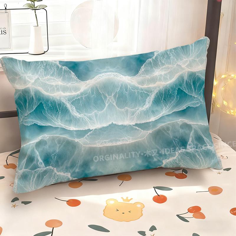 Blue Waves Pillowcase For Home Suitable For Sofa Bedroom Car Pillow Cover Cushion Rectangular Back Cushion