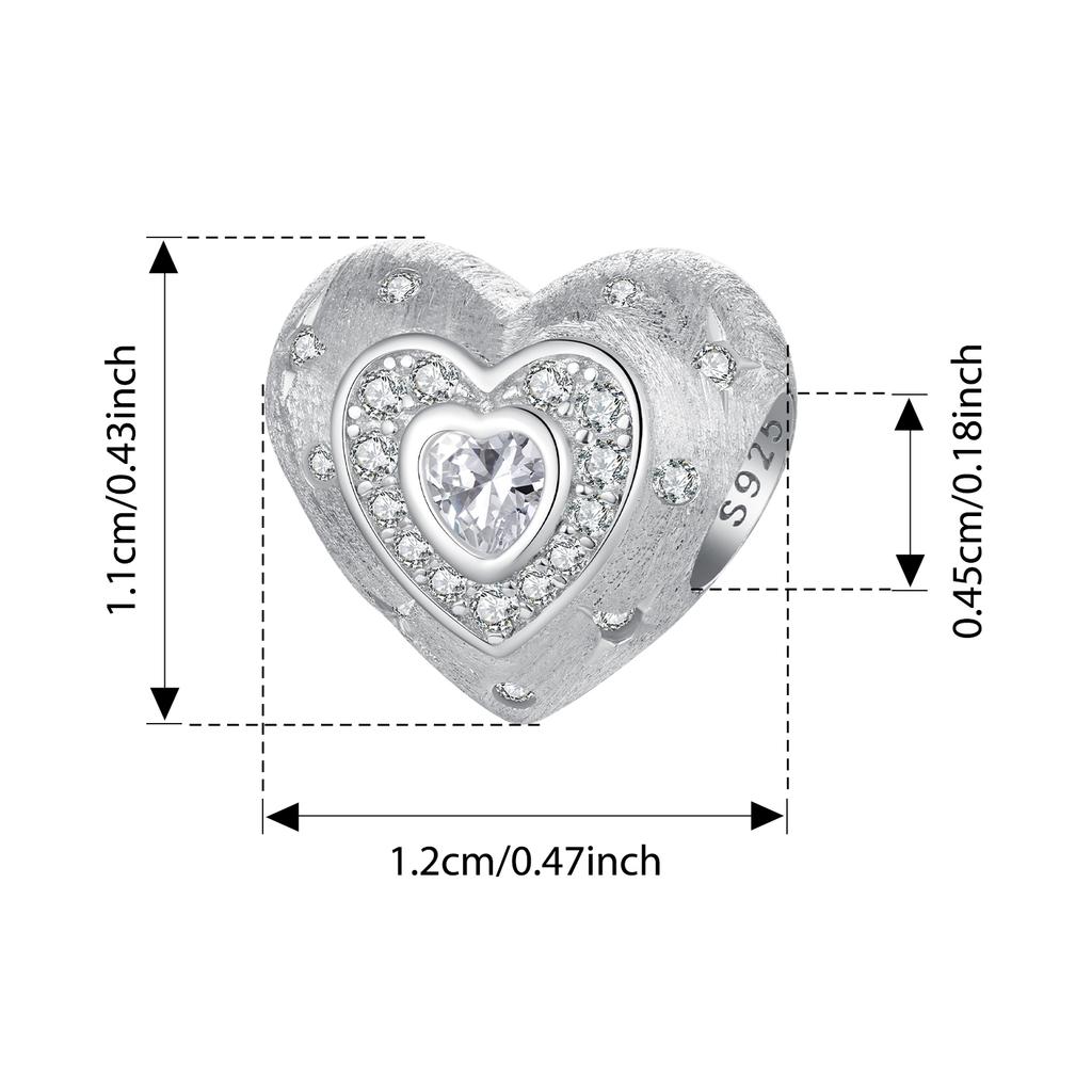 WOSTU 925 Silver Pink Heart Charms Lover Couple Wedding Pendant Opal Beads Fit for Bracelet DIY Valentine Gift