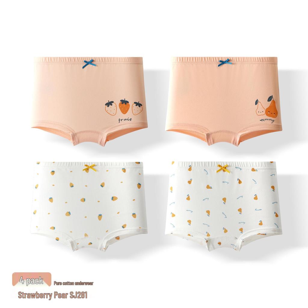 Pure Cotton Antibacterial Girls' Boxer Briefs - Class A, Autumn/Winter