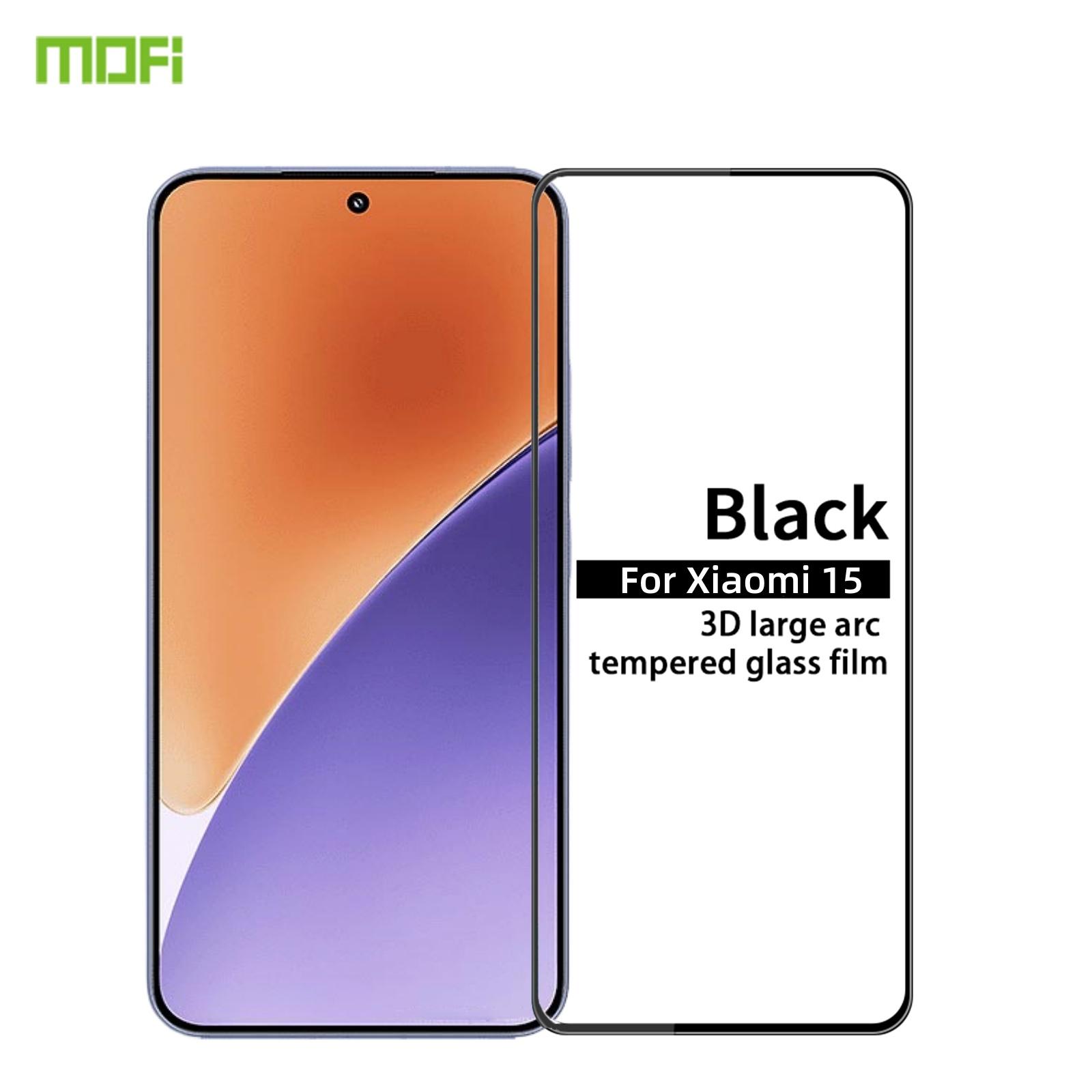 

For Xiaomi 15 Screen Protector MOFI 9H 3D Curved Tempered Glass Film Black