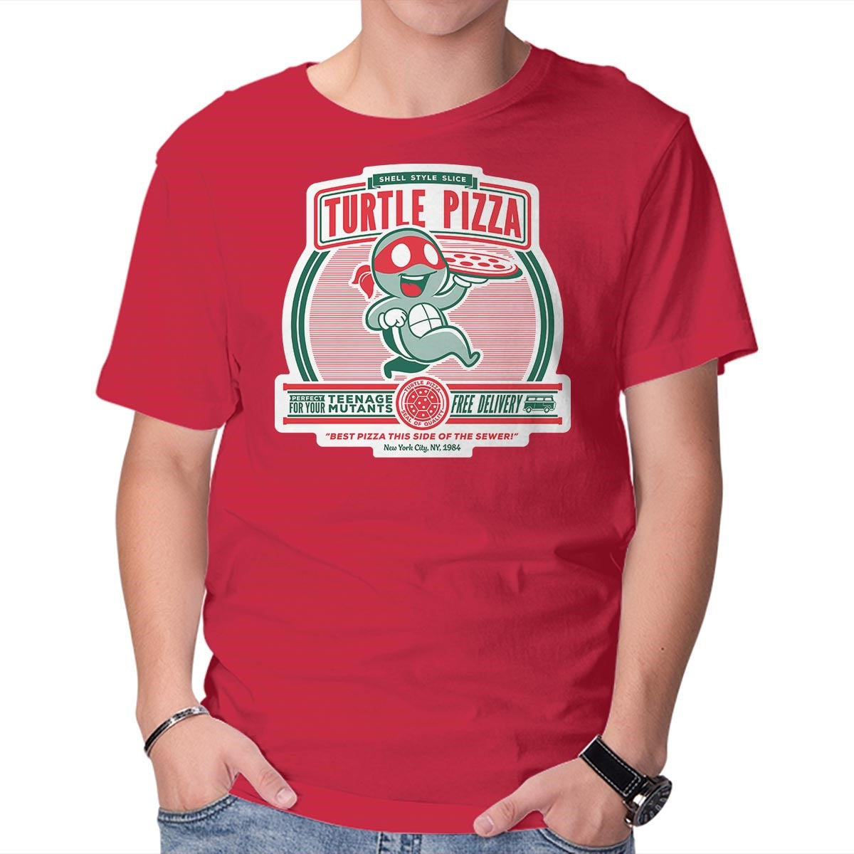 Unisex Crew Neck T-Shirt Turtle Pizza Graphic Short Sleeve Casual Tee XXXXL
