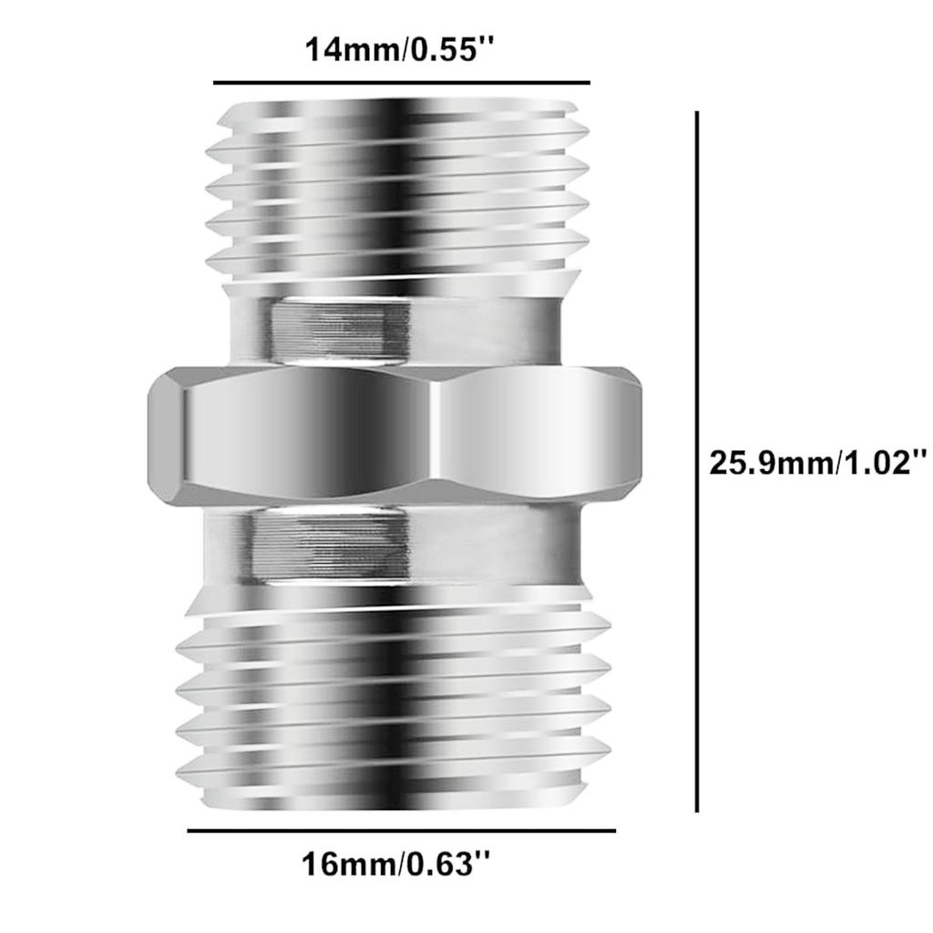 Hydraulic Hose Thread Connector M14 to M16 Hose Fitting Suitable for AGT Small Excavator Hydraulic Hose Thread Connector