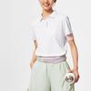 Li Ning Fitness Series Solid Color Moisture Wicking Quick Dry Loose Fit Short Sleeve Polo Shirt Women tops Standard-White APLU126-1