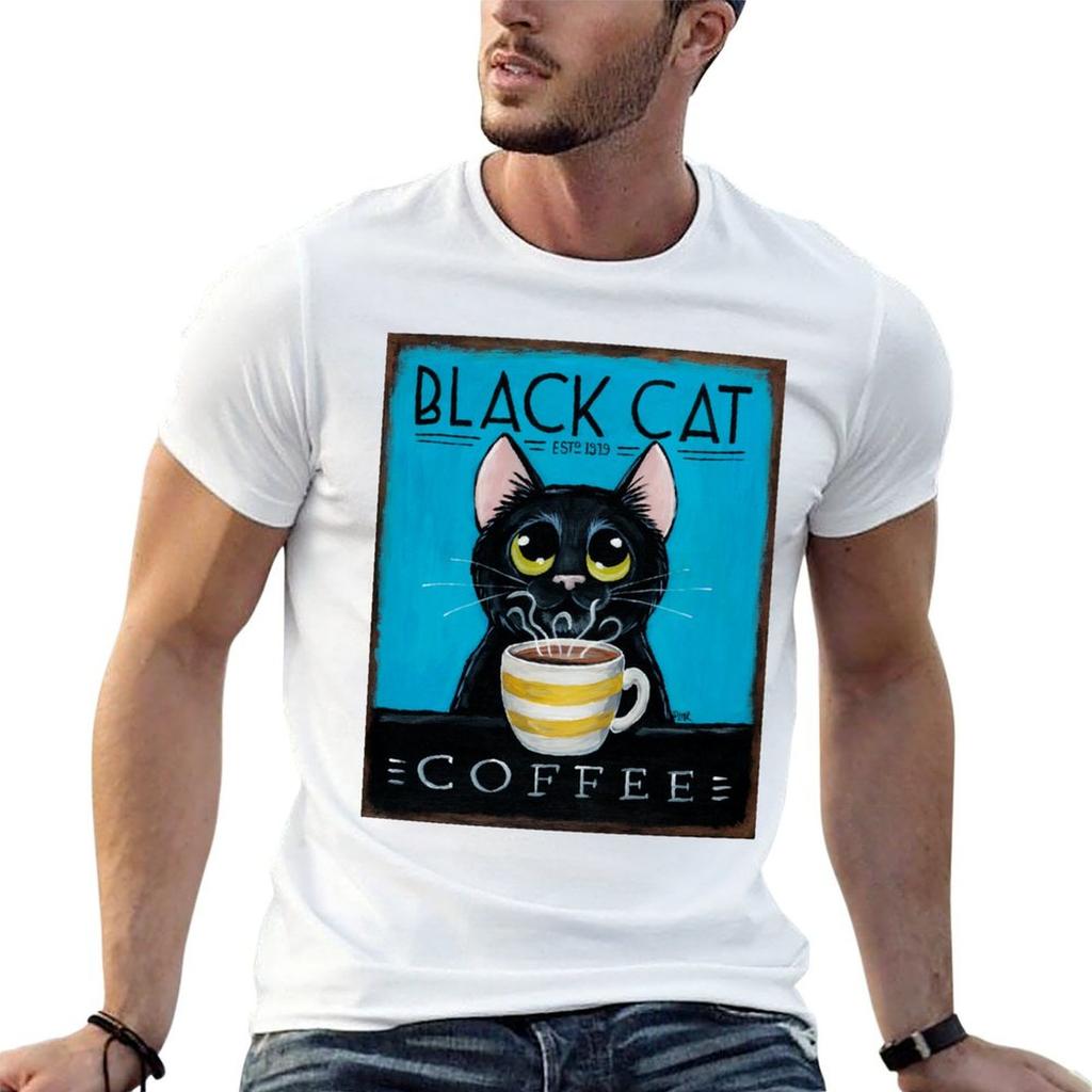 Black Cat Coffee TShirt Soft Durable Cotton TShirt