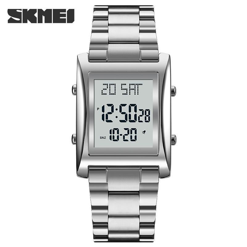 SKMEI Fashionable Multifunctional Men s Square Watch with Steel Band