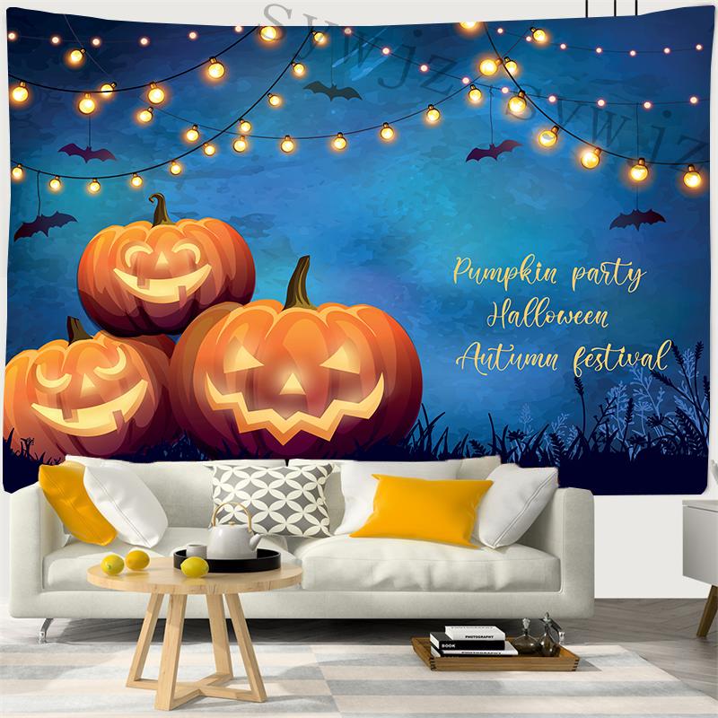 

Украшение дома Гобелен Хэллоуин Тыквенный Фонарь Настенный Подвесной Волшебный Замок Жуткий Праздничный Фон Вечеринки 100x75cm