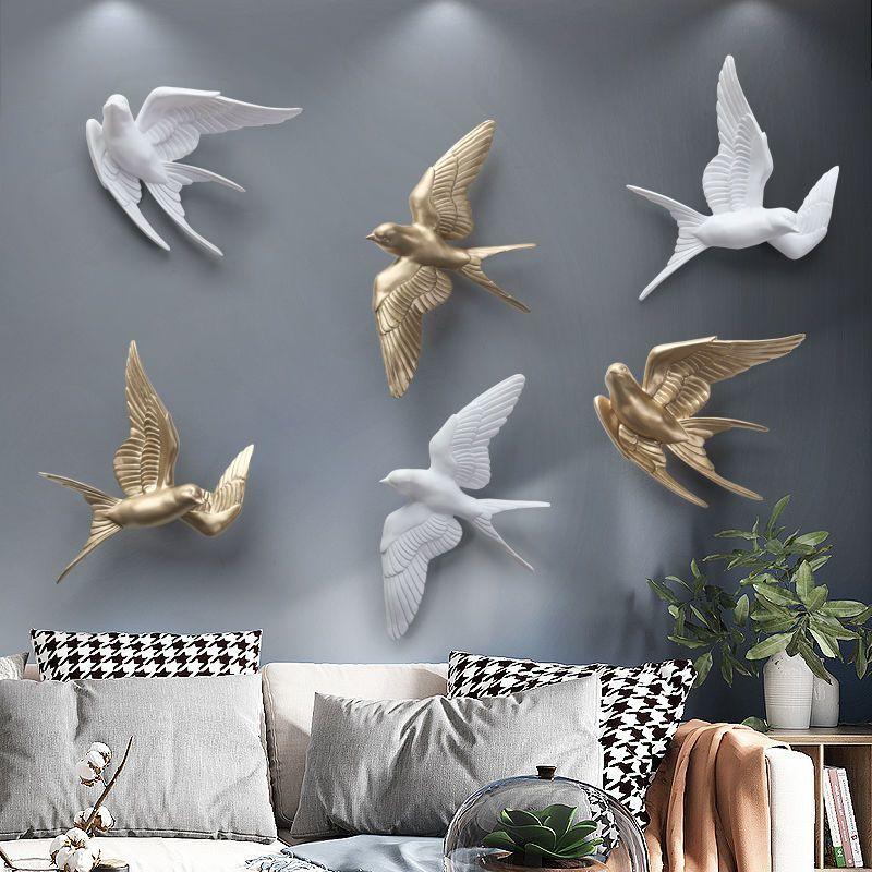 Skandynawski 3D Żywiczny Ptak Wiszący na Ścianie Dekoracja Jaskółki Elementy Akcesoria do Ściany Tła Domowego Pokoju Naklejki Ścienne Restauracja Kawiarnia