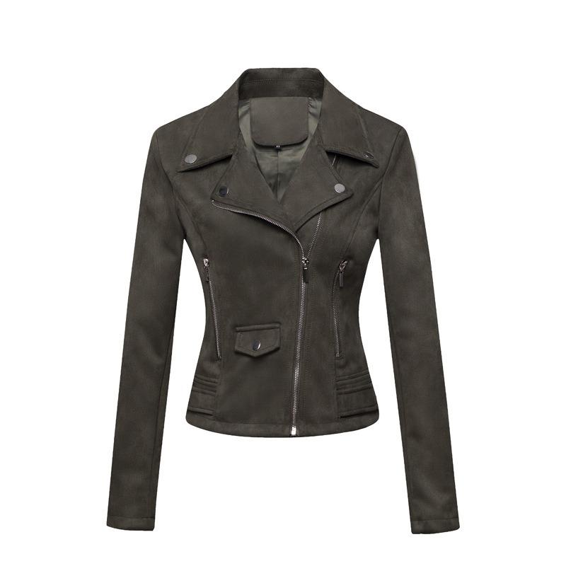 New Women's Motorcycle Jacket, Women's Leather Jacket Short, Slim Suede Leather Jacket Women's