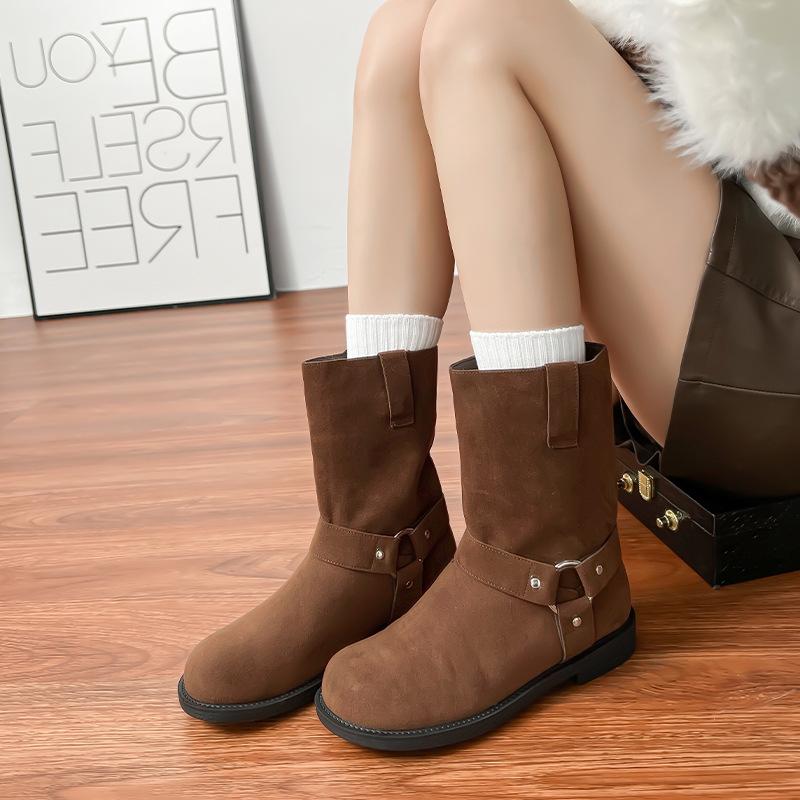 

Зима новые короткие рыцарские сапоги женские корейская версия ретро короткие сапоги 2025 новые анти-велюровые сапоги женская обувь с чувством стиля 40