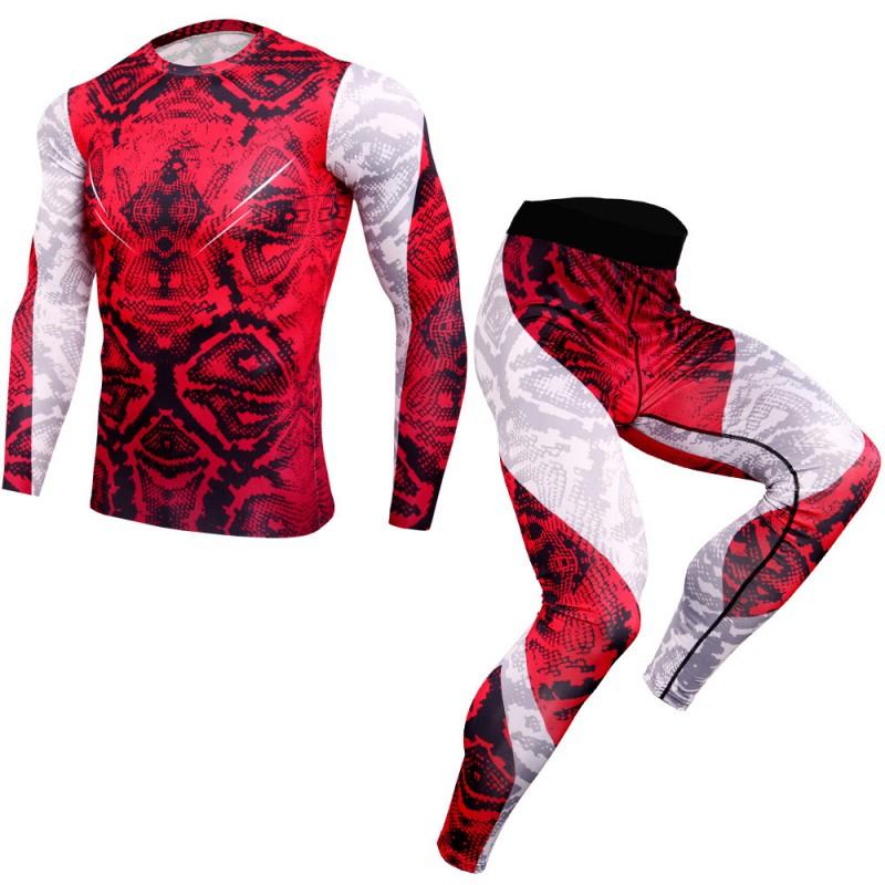 Mens Quick-Dry Athletic Set: Compression Running Pants Long-Sleeve Tee Gym Basketball Outdoor Fitness