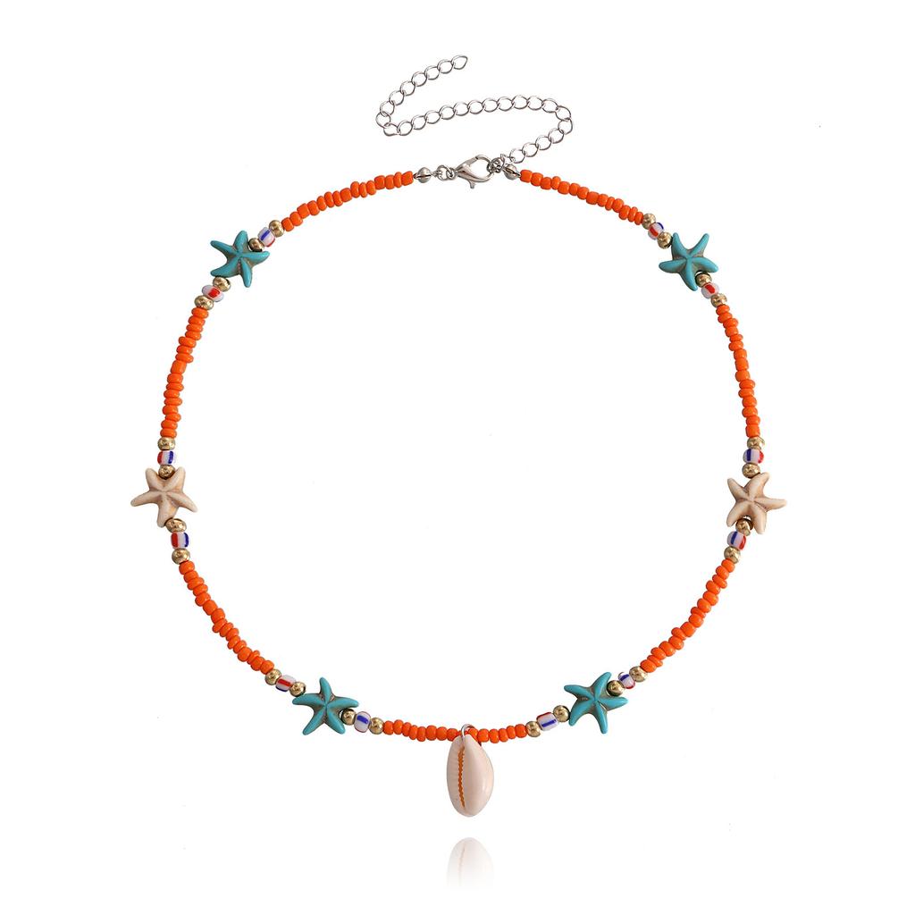 Bohemian Handmade Perlen Kette Halsband Seestern Shell Anhänger Halskette Für Frauen Mode Schmuck Strand Strang Goth Schlüsselbein Geschenke