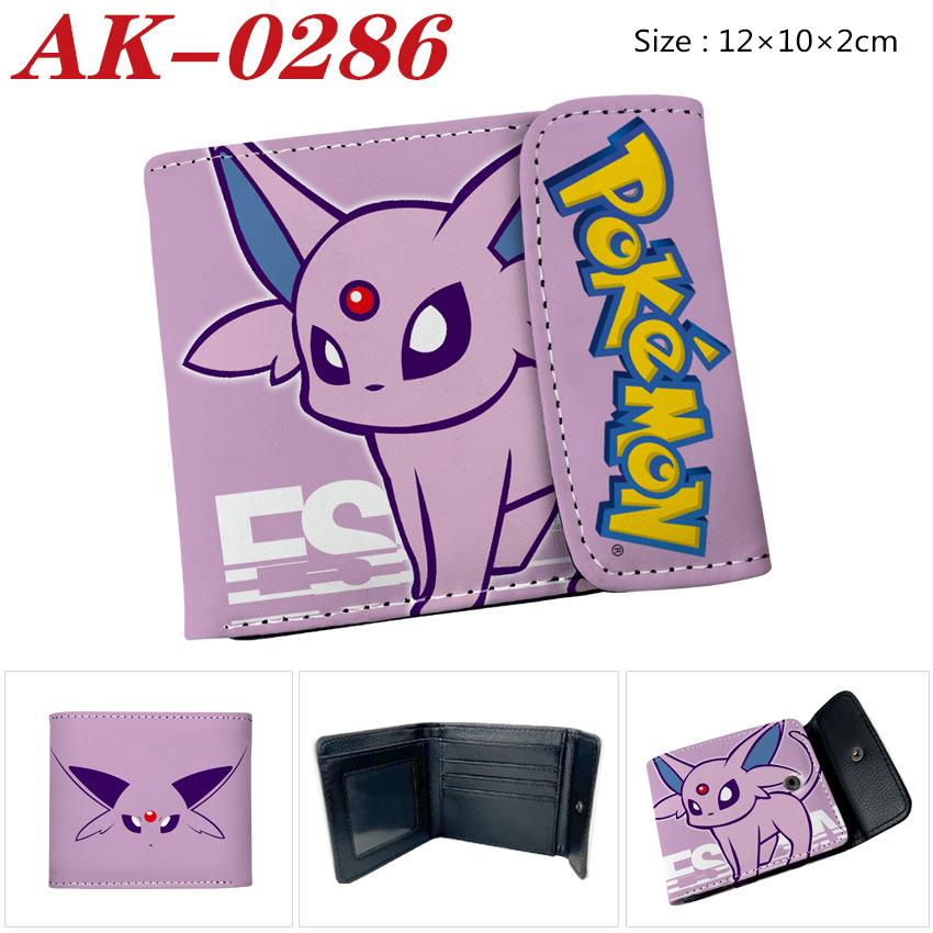 Pokemon Eevee Anime Full Color Snap Button PU Leather Short Wallet Card Holder Coin Purse for Men Women Students