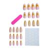 1 Set 3D Press On Nails Easy Removal Almond French Tip Stick-on Fake Nails Full Cover Glue On False Nails Women DIY Manicure Supplies