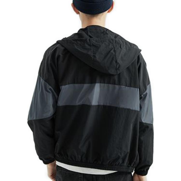 Li Ning Sports Fashion Series Water-Resistant Color-Block Loose Sports Jacket Men Jacket Black AFDR027-4