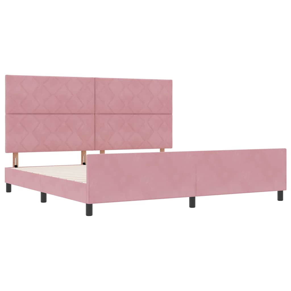 Boxspring Bed with Headboard Pink 200 x 200 cm Velvet