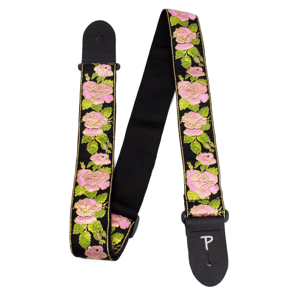 P Leathers Guitar Strap Nylon Pink Metallic Rose Adjustable For and Electric Guitars Made In Canada Perri's Ltd. - - - - - Acoustic, Bass, -