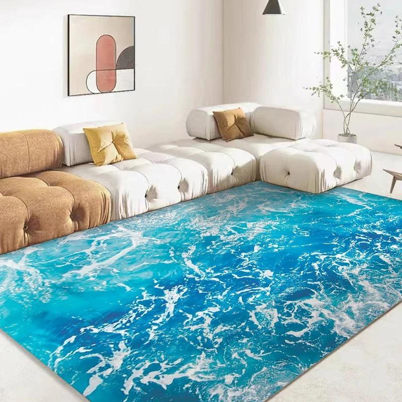 Tappeto 3D Acqua di Mare Oceano Tappeto Marino per Tappeti Soggiorno Arredo Pavimento Casa Tappeti Soggiorno per Camera da Letto Tappeti per Soggiorno
