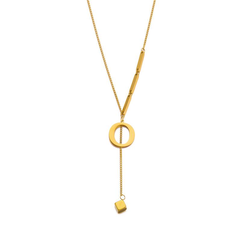 Stainless Steel Letter Necklace with Long Tassel Pendant for Women