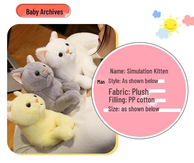 Cute Kitten Plush Pillow Doll - Small Floral Comfort Toy for Kids