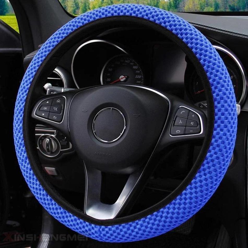 1Pcs Women's Black Four Seasons Breathable Mesh Cloth Car Steering Wheel Cover Summer Comfortable Massage Car Interior Accessory