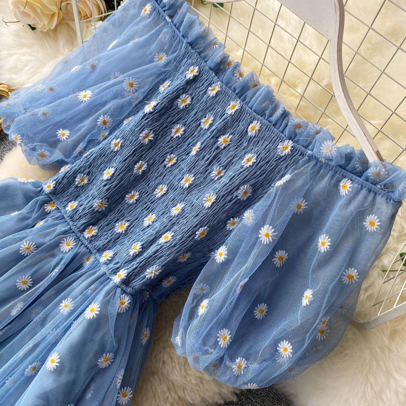 GMXIA Women's Fashion Summer Spring Floral Print Short Sleeve One Shoulder High Waist Casual Dresses