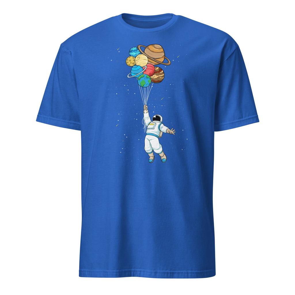Astronaut Shirt Cosmonaut Holding Planet Moon Balloons T-Shirt Size S-3XL Gift