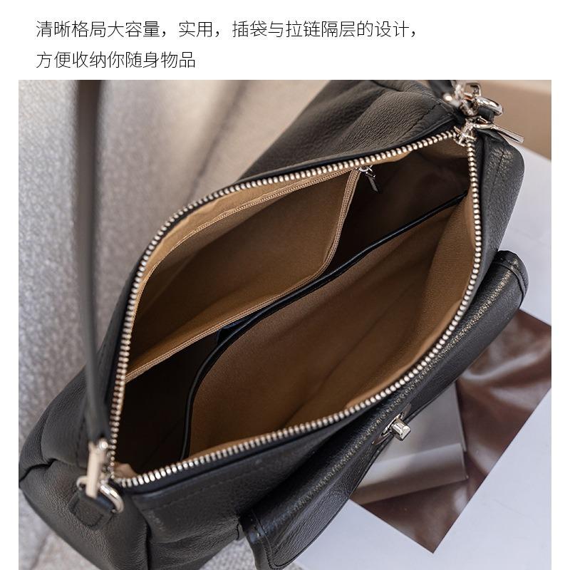 Leather women's bag small square bag new niche design messenger bag temperament commuter shoulder bag