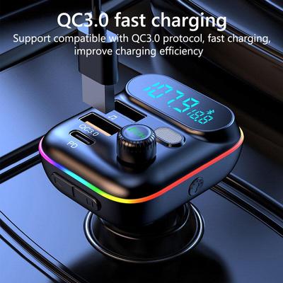 C29 Car FM Transmitter Bluetooth 5.0 MP3 Player DC12V/24V Input Dual USB 3.1A + PD 3.1A Fast Charging Car Charger