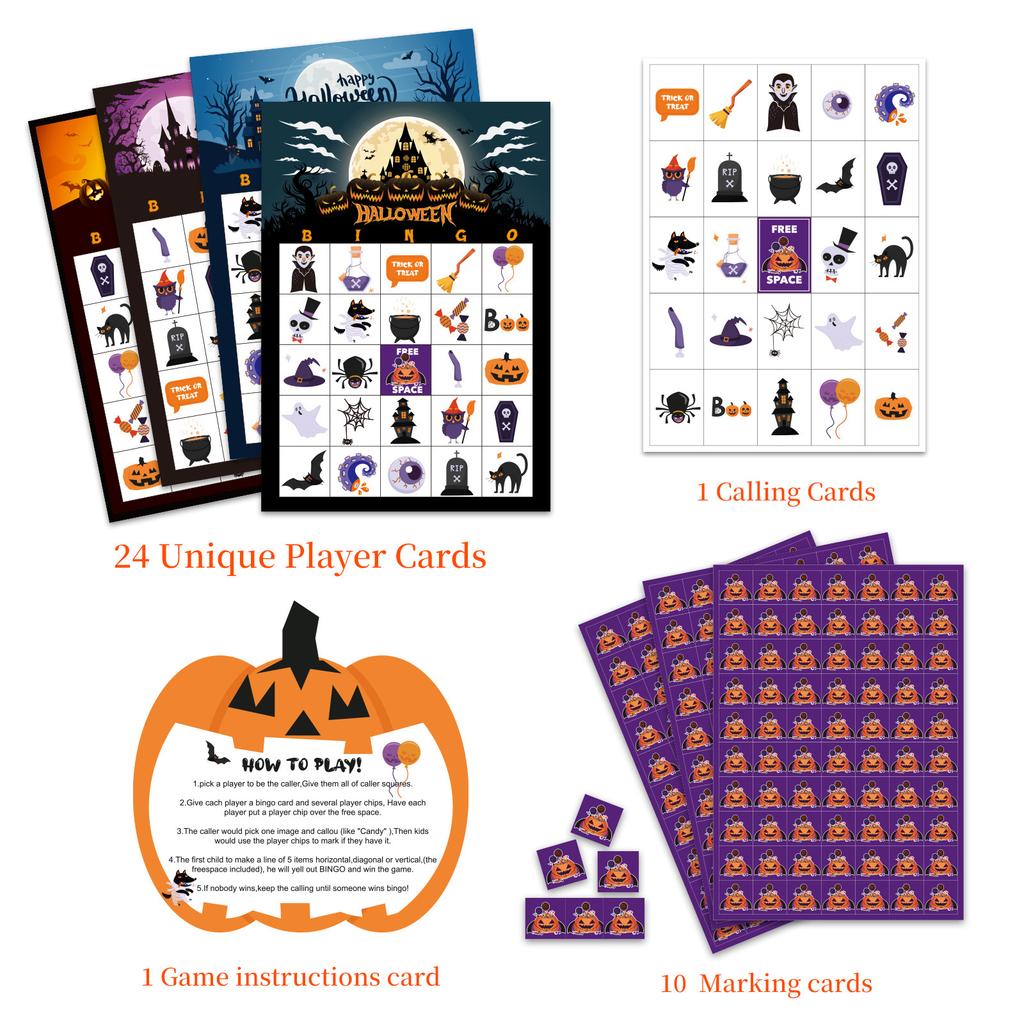 2026 Christmas Halloween Bingo Game Cards 33 Pcs Set | Family Party Holiday Games | Fun Bingo Cards for Kids Adults