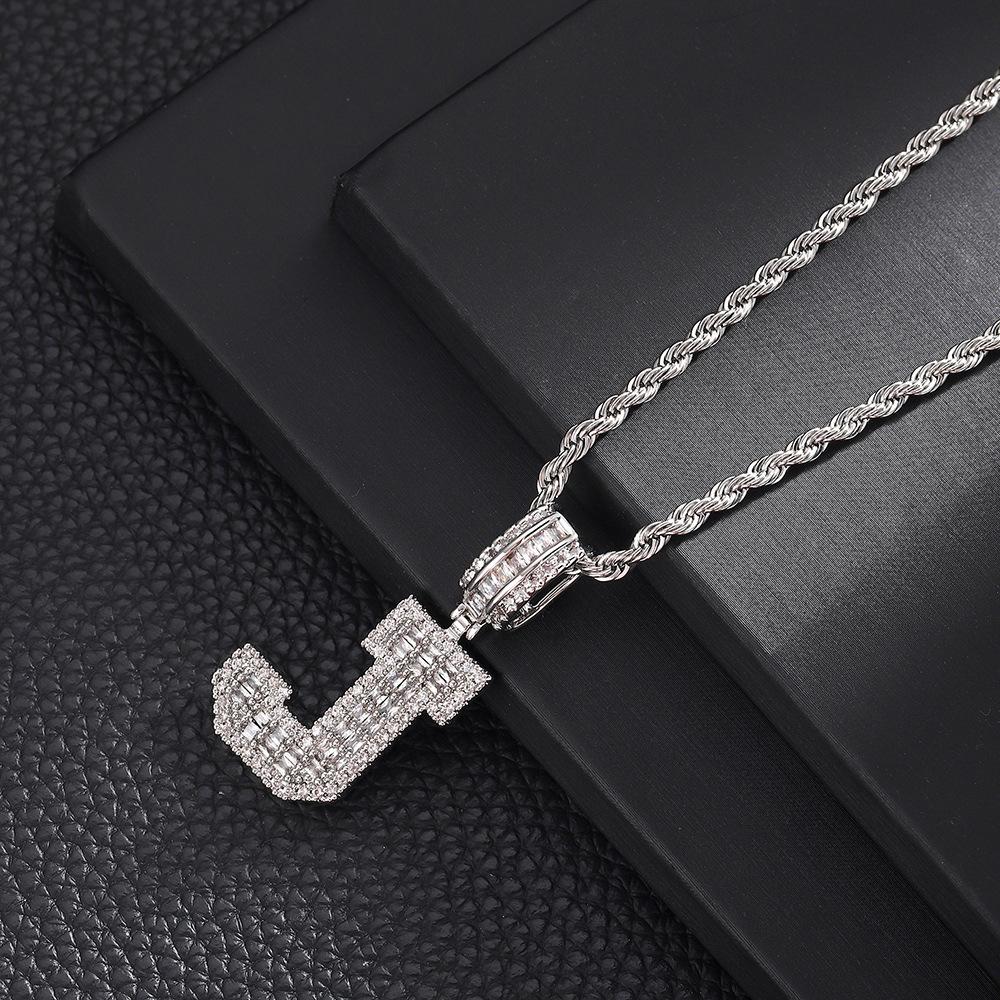 Hip Hop Letter Pendant Zircon Necklace Popular Instagram Personalized Accessory Niche Design Men's and Women's Pendant Necklace