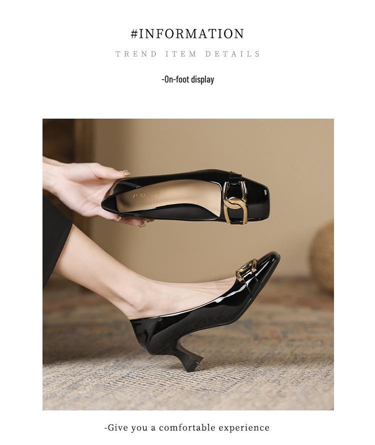 6388-5 Damen Stiletto-Absätze mit quadratischer Spitze - 2025 Herbst Französischer Stil, Bequem für Hochzeiten, Flaches Munddesign