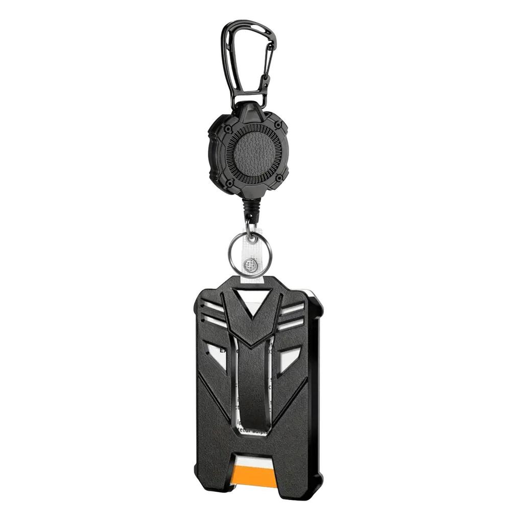 Heavy-Duty Mecha-Style Large Capacity ID Badge Holder with High-Elasticity Retractable Plastic Buckle