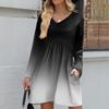 Women's Fashion Gradient V-Neck Long Sleeve Dress