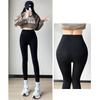 [Yubi] Fleece lining leggings ladies Fleece-lined pants stretch 9/4 length pants back boa Fluffy slim tights spats bottoms high waist winter autumn