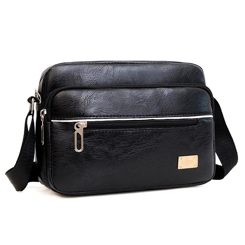 Fashion Men Messenger Bags PU Leather Handbags for Man Male Crossbody Bag Casual Storage Shoulder Bag Zipper Direction Random