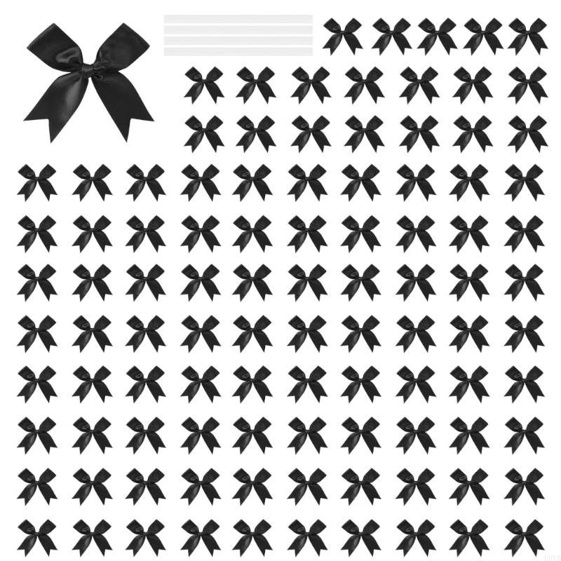100Pcs Gift Wrapping Ribbon Bowknot 8cm Polyester Fabric Bowknot for Birthday Valentine's Day Wedding Gift Packaging P9YB