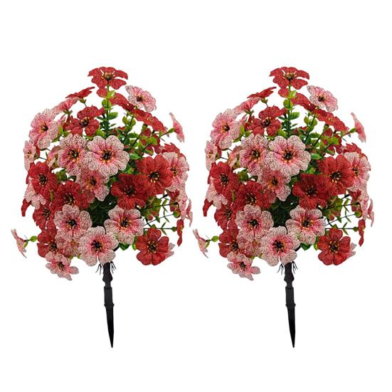 Artificial Flower Stake for Outdoor UV Resistant Fake Floral Shrubs with Ground Spike Realistic Faux Bushes Plant for Garden Yard Porch Patio Decor