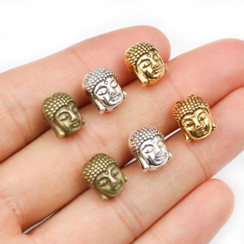 10pcs Alloy Buddha Head Beads 11x9x7mm Metal Spacer Beads for Jewelry Making Crafting Accessories