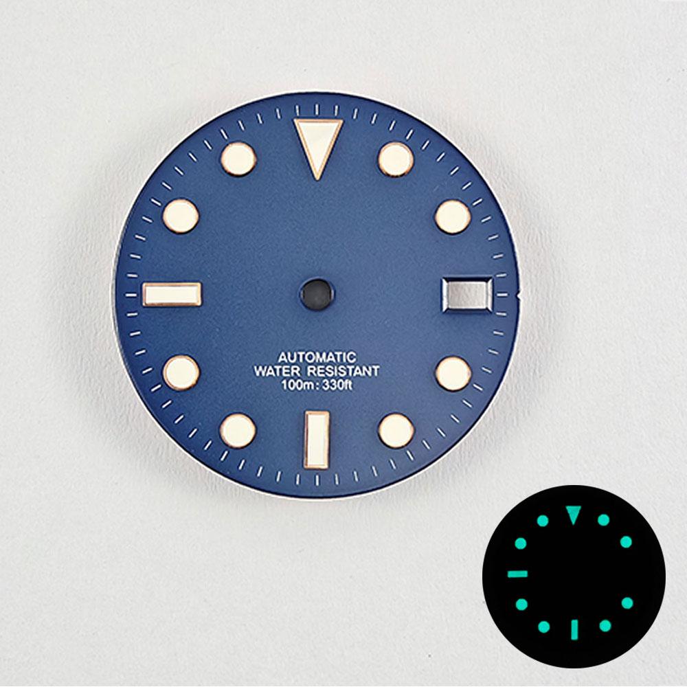 NH35 28,5mm Kein Logo Zifferblatt Steril Leuchtend Weiß Schwarz Blau Grün Für NH35A NH36 Hohe Qualität Roségold Nagel Zifferblatt Teile