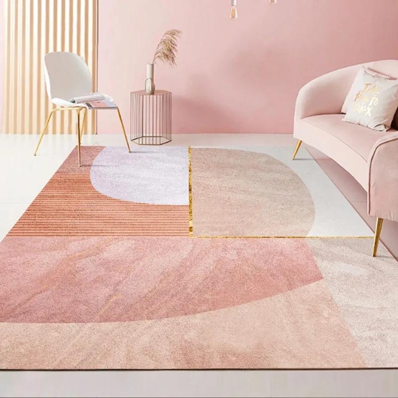 Nordic Style Bedroom Decor Pink Carpet Large Area Carpets for Living Room Washable Lounge Floor Mat Anti-slip Cloakroom Soft Rug