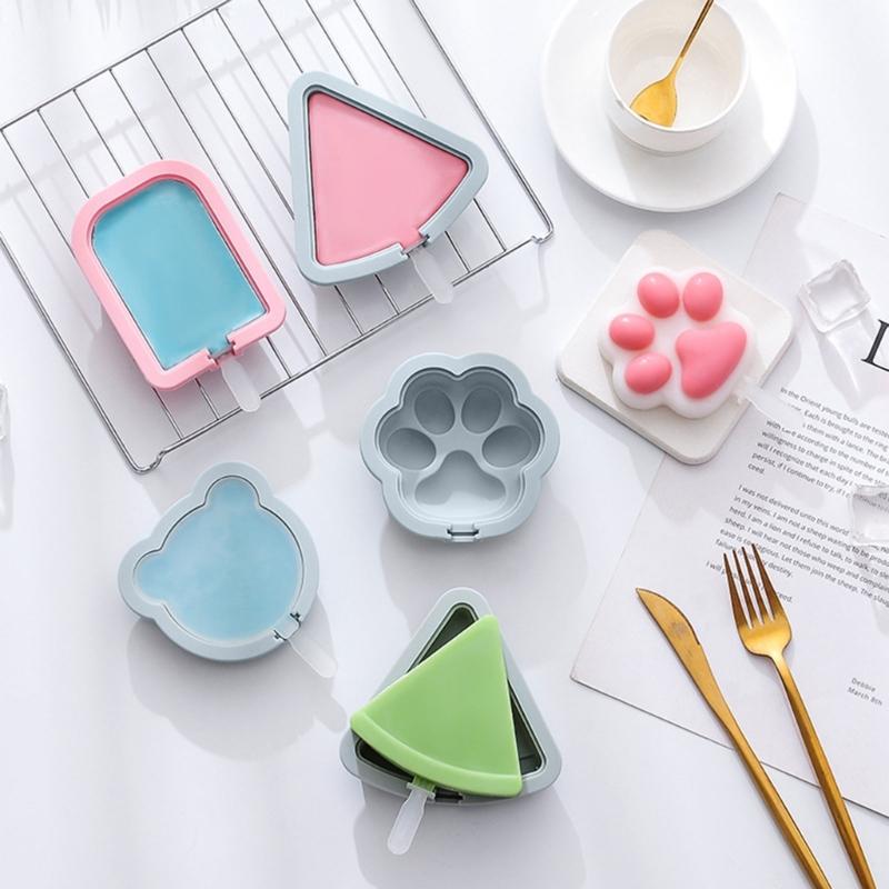 Silicone Popsicle-Molds Reusable Ice Pop-Moulds Watermelon Cat-Claw Bear Shape Mold for Children DIY Ice Popsicle-Mold