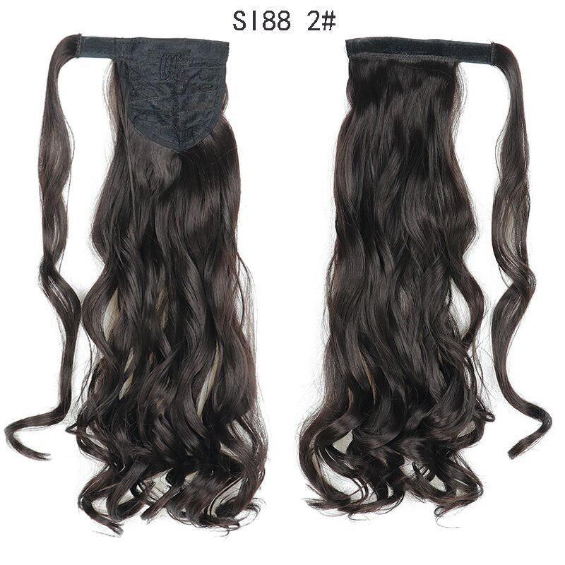 MISSQUEEN 22 Inch Long Wavy Wrap Around Clip In Ponytail Hair Extension Heat Resistant Synthetic Ponytail Fake Hair Black Brown Women