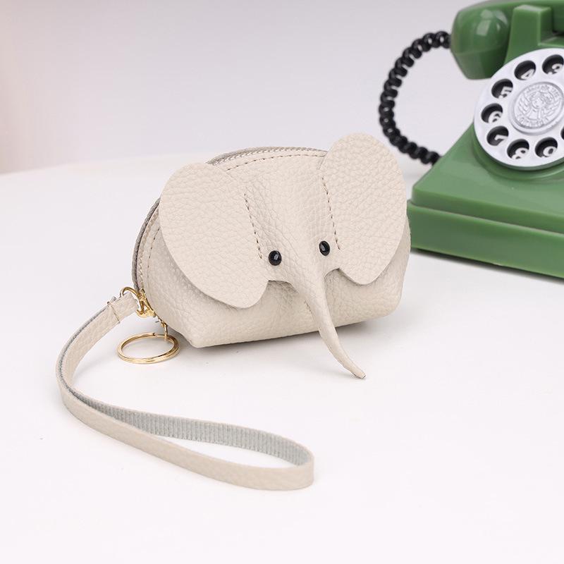 Милый кошелек-клатч для монет и карт из ПУ кожи с изображением слона Маленький креативный женский кошелек на молнии хаки 725₽