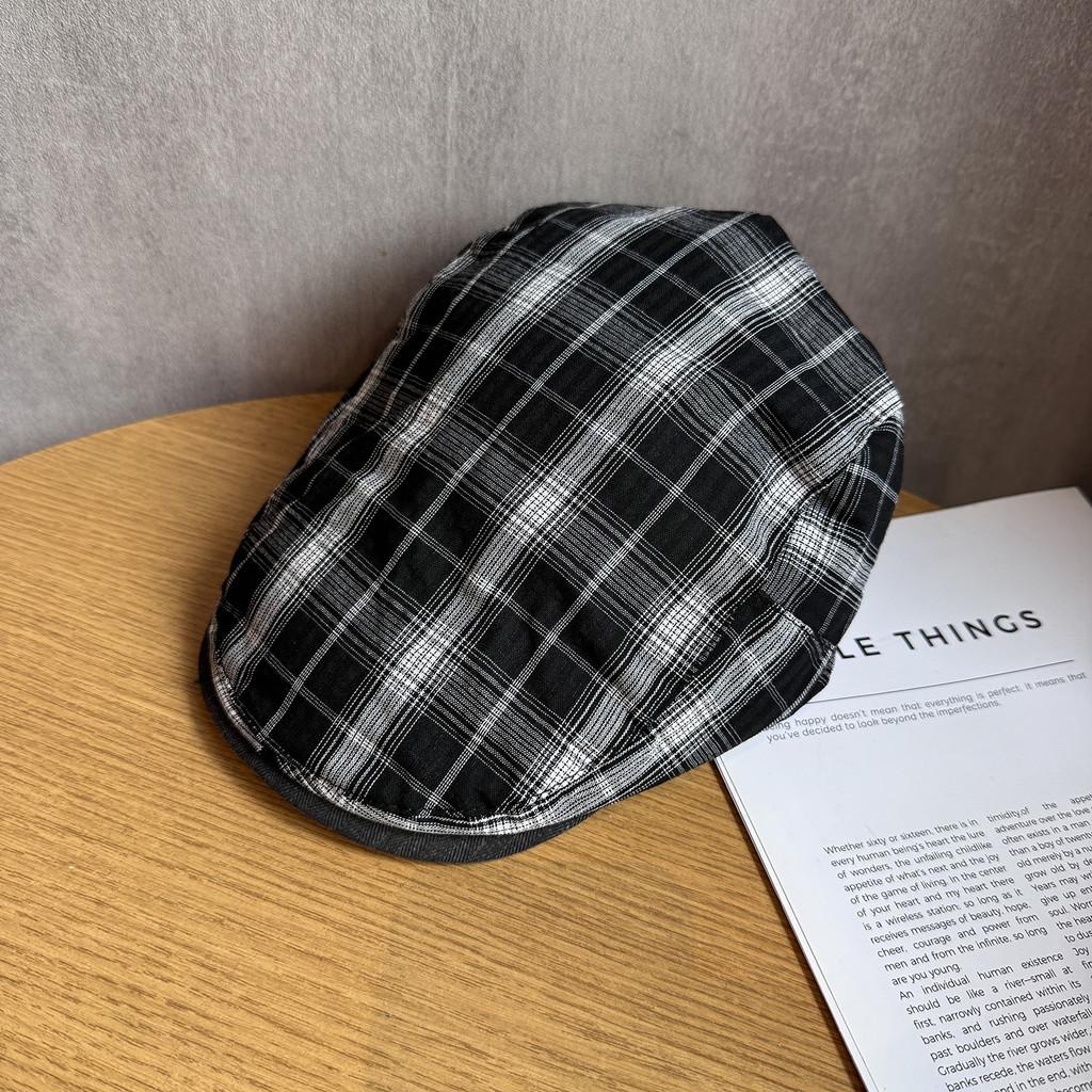 Vintage Plaid Forward Cap For Women Men Summer Sun Hat With Breathable Cotton Material