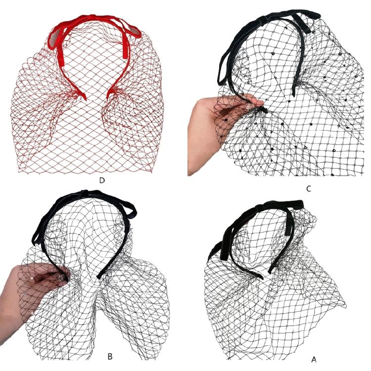 Popular Flapper Veil Hairband Mesh Fascinator Headband for Women Hair Styling Accessories for Theme Event Cosplay Props