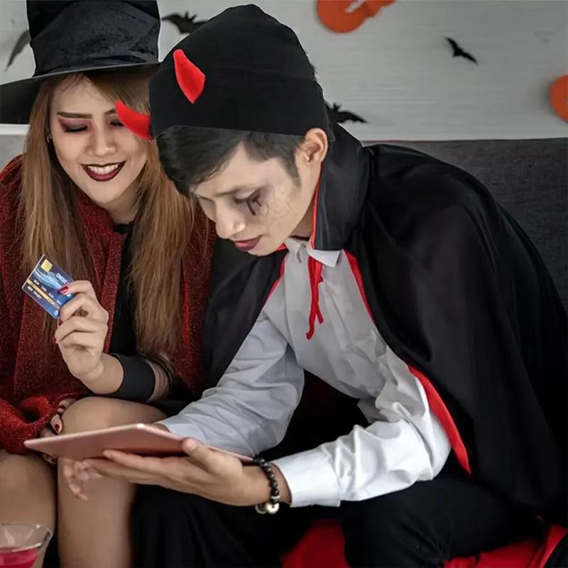 1PC Warm Stretchy Devil Playful Hat Cold-Resistant Beanie Winter-Ready Knitted Trendy Horn Soft-Knitted