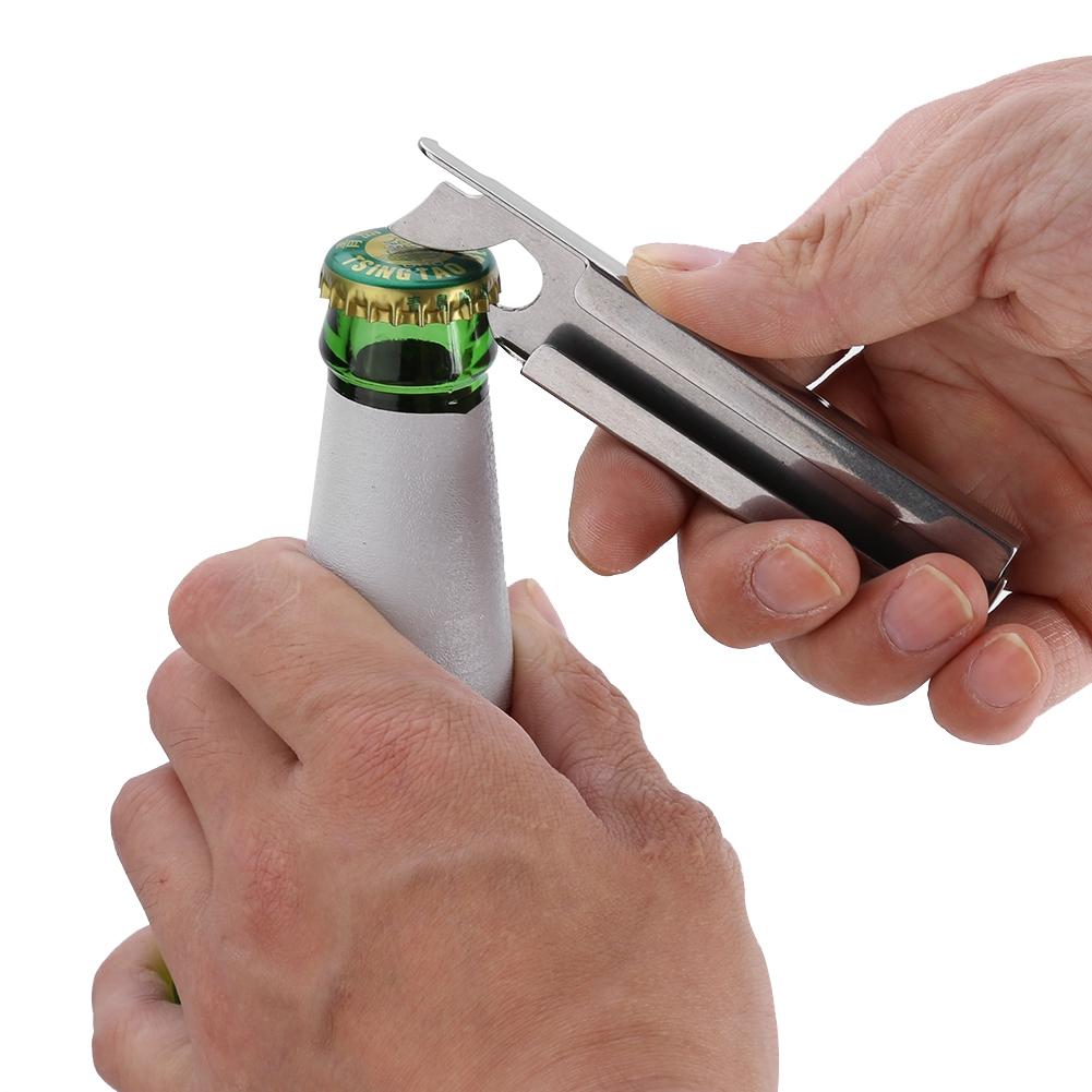 4-teiliges Set Edelstahl Besteck Gabel Löffel Messer und Flaschenöffner Für Camping Picknick