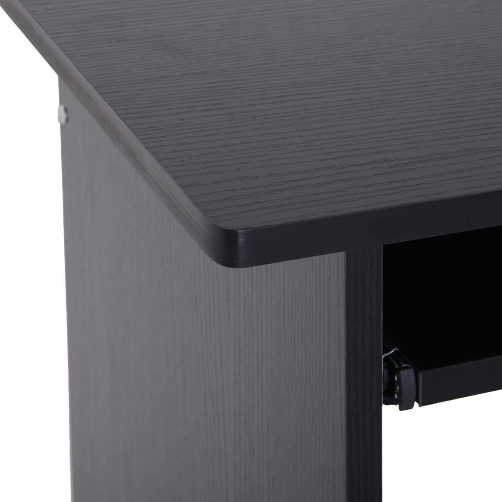 Modern PC Desk In Wood with CPU Shelf and Pull-Out Keyboard Space, 80x45x75 Cm, Black
