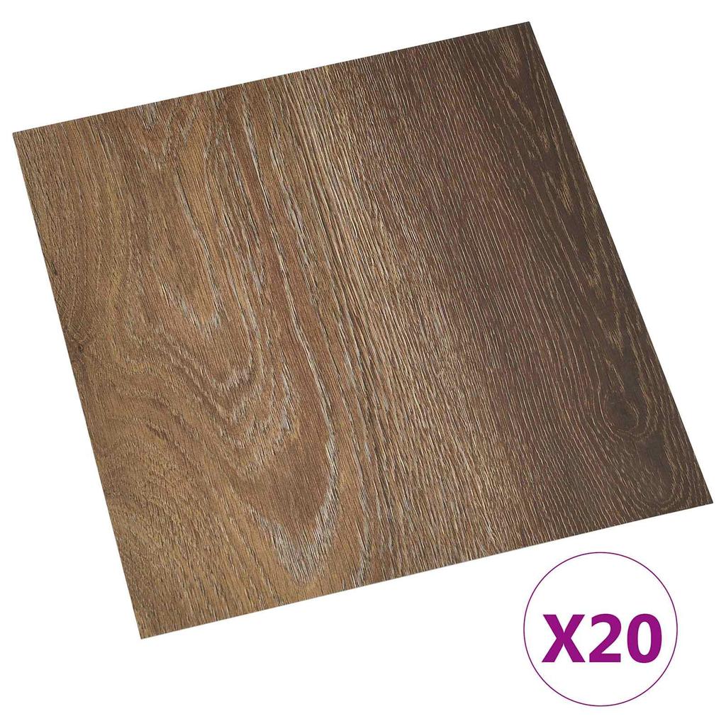 Self Adhesive Floor Tiles 30.5 X 30.5 Cm 20 Pcs PVC Brown